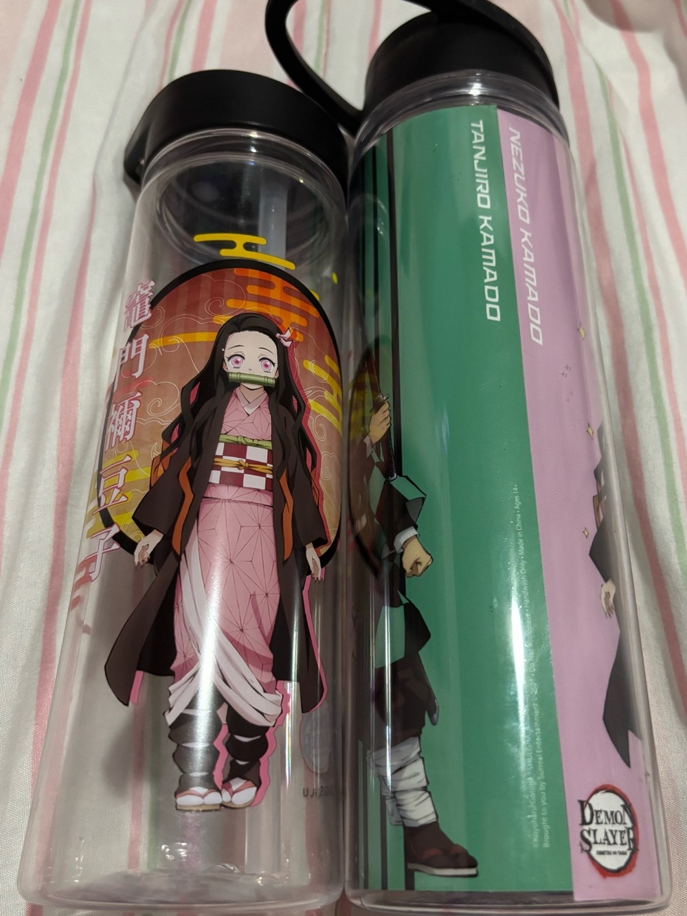 Demon Slayer  Tumbler Bottle Set - Pink & Green